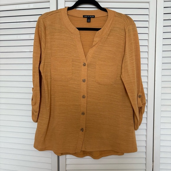 Yellow Button-Up Women's Top - Picture 1 of 3